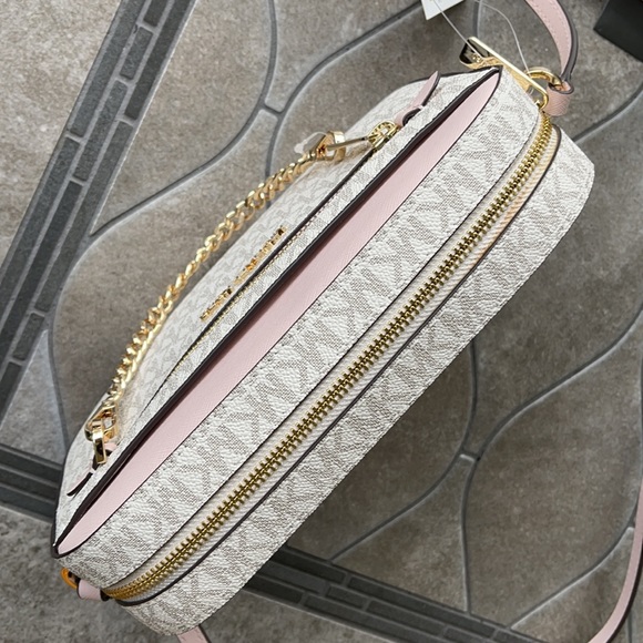 MICHAEL KORS LARGE EAST WEST ZIP CHAIN XBODY POWDER BLUSH MULTI - Picture 4 of 16